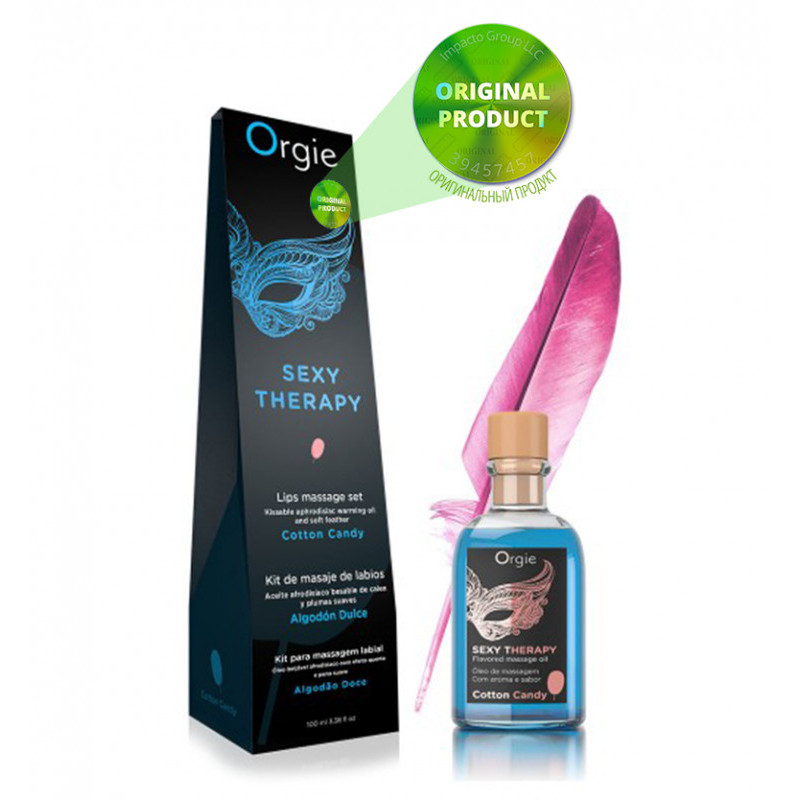 Набір: їстівна масажна олія + перо ЦУКРОВА ВАТА Orgie 100 мл Набір: їстівна масажна олія + перо ЦУКРОВА ВАТА Orgie 100 мл