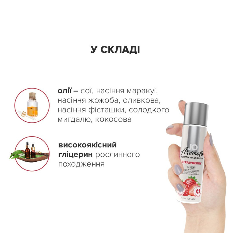 Натуральное массажное масло JO Aromatix Massage Oil Strawberry 120 мл Натуральное массажное масло JO Aromatix Massage Oil Strawberry 120 мл