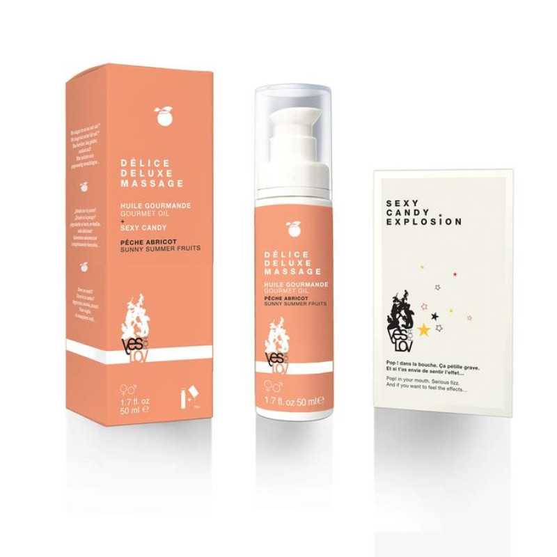 Съедобное массажное масло YESforLOV DÉLICE DELUXE Солнечные летние фрукты 50 мл Съедобное массажное масло YESforLOV DÉLICE DELUXE Солнечные летние фрукты 50 мл
