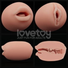 Мастурбатор LoveToy Slider DoubleLoveToyEnded Masturbator Mouth and Vagina Flesh