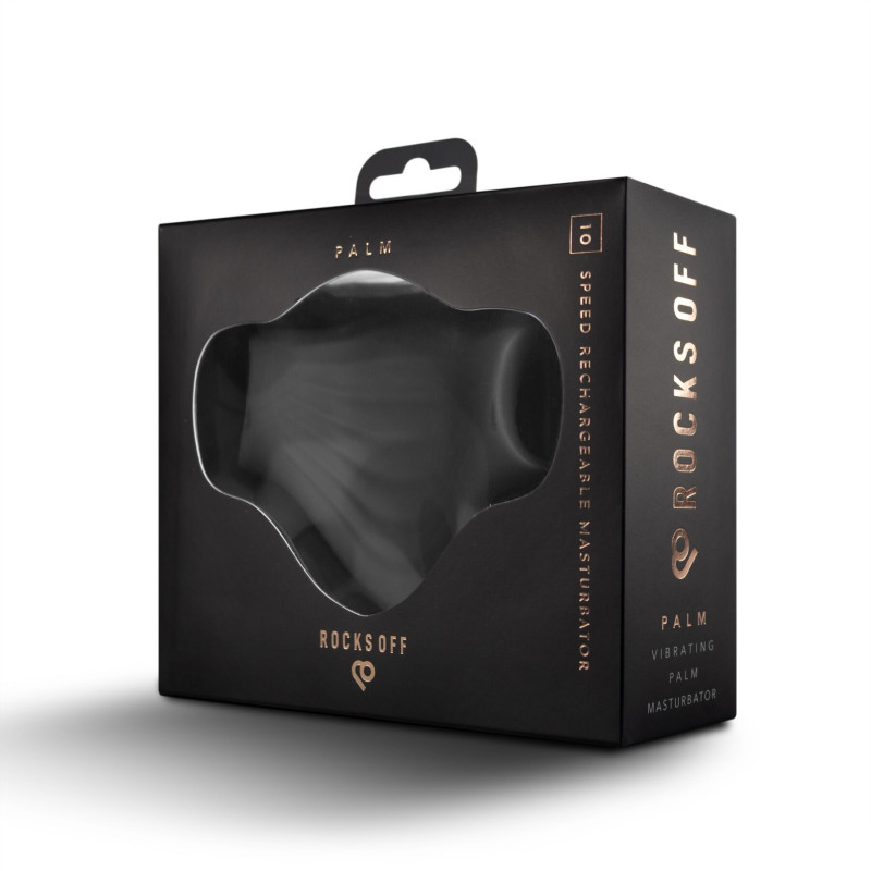 Мастурбатор Rocks Off Palm Black, петли для пальцев, 10 режимов