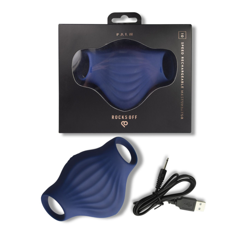 Мастурбатор Rocks Off Palm Blue, петли для пальцев, 10 режимов