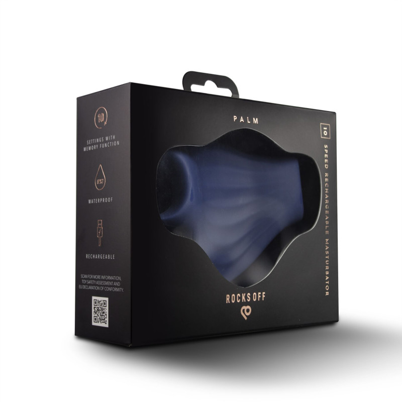 Мастурбатор Rocks Off Palm Blue, петли для пальцев, 10 режимов