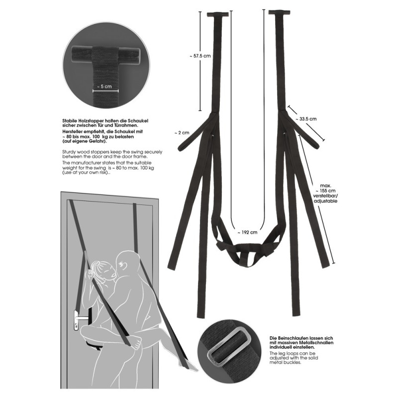 Секс-качели на двери Bad Kitty Door Swing Черная Секс-качели на двери Bad Kitty Door Swing Черная