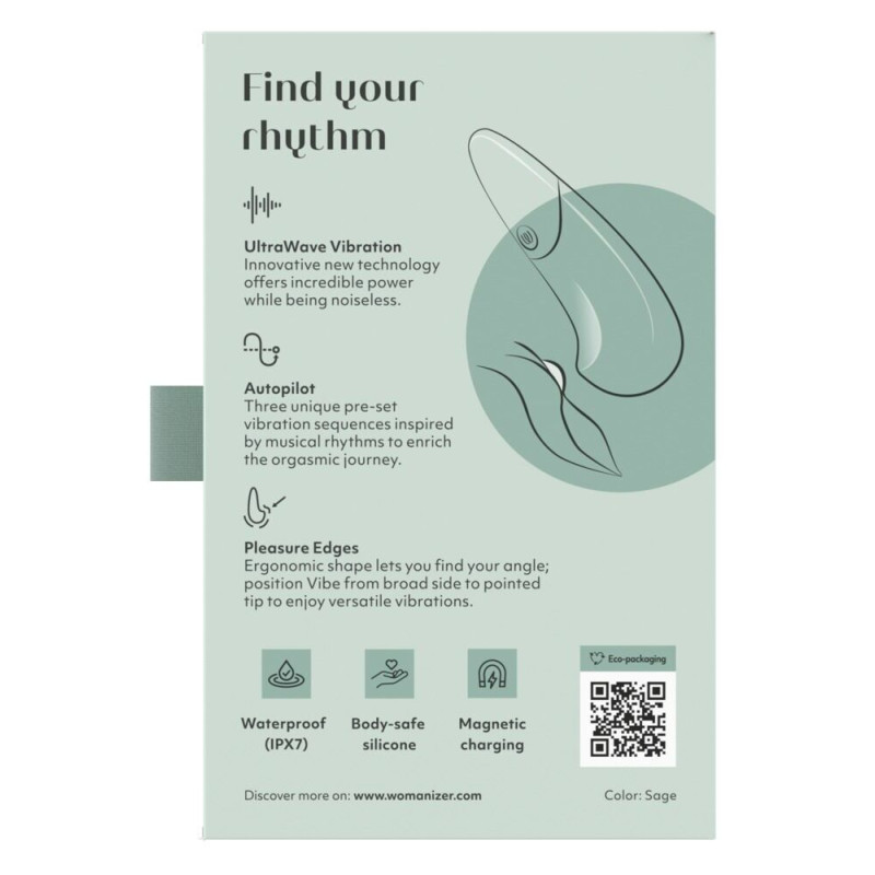 Мини-вибратор Womanizer Vibe Sage, 3 авторежима + 10 уровней интенсивности