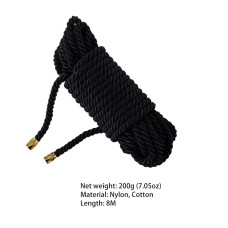 Веревка для шибари LOCKINK SEVANDA Shibari Pratice Rope, черная, 8 м, нейлон+хлопок