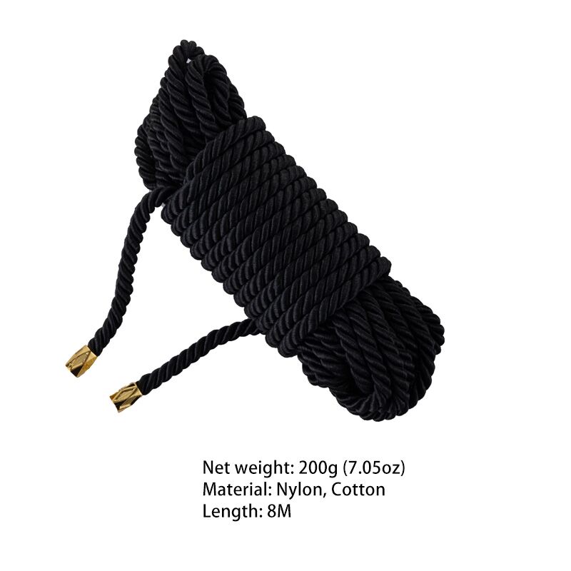 Веревка для шибари LOCKINK SEVANDA Shibari Pratice Rope, черная, 8 м, нейлон+хлопок