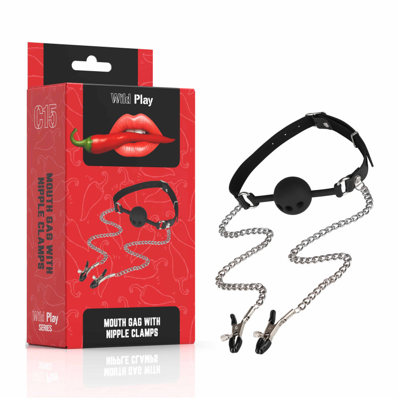 Набор БДСМ Erospace Wild Play Mouth Gag With Nipple Clamps C15