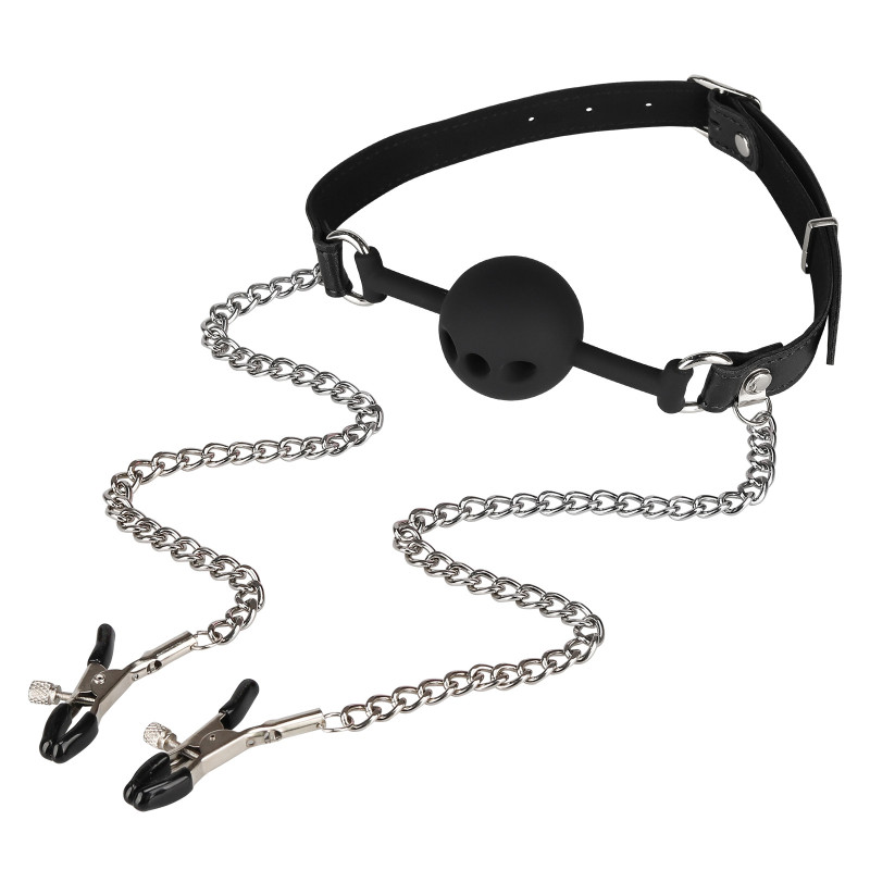 Набор БДСМ Erospace Wild Play Mouth Gag With Nipple Clamps C15