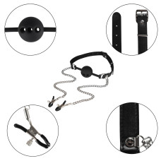 Набор БДСМ Erospace Wild Play Mouth Gag With Nipple Clamps C15
