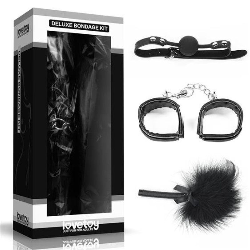Набор БДСМ LoveToy Deluxe Bondage Kit (кляп, наручники, перышко)