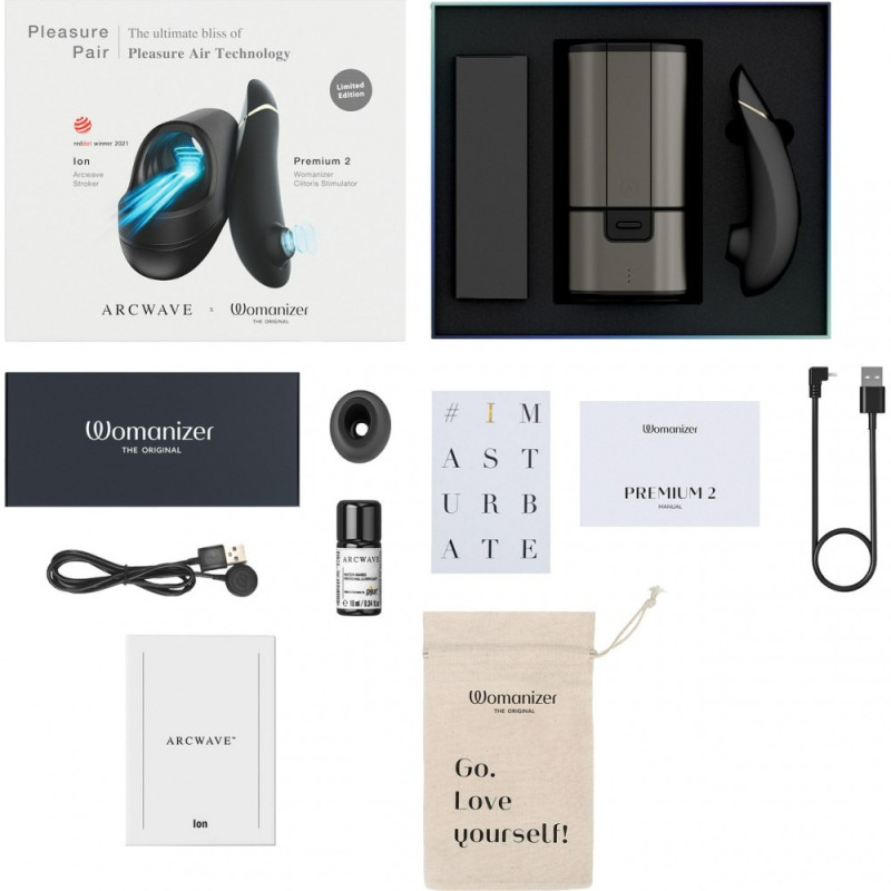 Набор для пар мастурбатор Arcwave Ion + Womanizer Premium 2 Black, Pleasure Pair