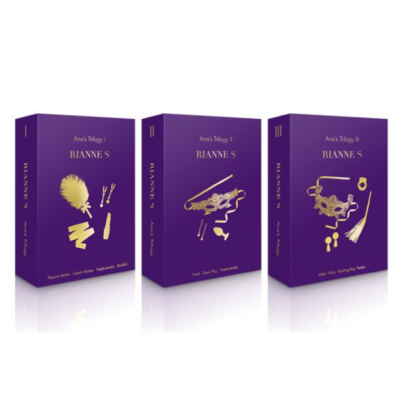 Подарочный набор RIANNE S Ana's Trilogy Set I: помада-вибратор, перышко, зажимы для сосков, повязка Подарочный набор RIANNE S Ana's Trilogy Set I: помада-вибратор, перышко, зажимы для сосков, повязка