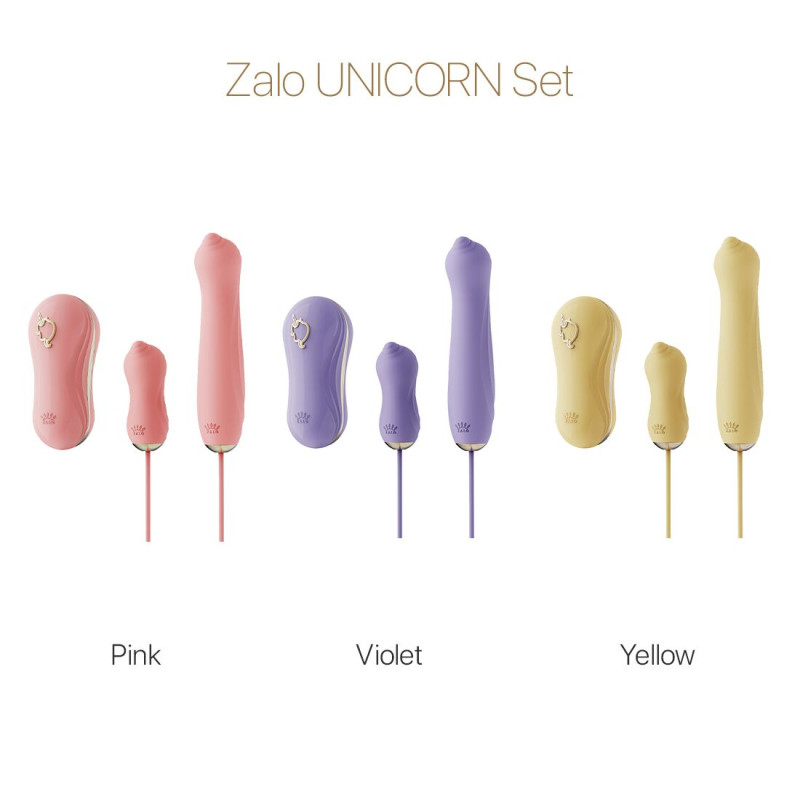 Набор 3в1 Zalo — UNICORN Set Yellow, виброяйцо, пульсатор, вакуумный стимулятор Набор 3в1 Zalo — UNICORN Set Yellow, виброяйцо, пульсатор, вакуумный стимулятор