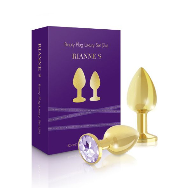 Набір металевих анальних пробок із кристалом RIANNE S - Booty Plug Luxury Set, діаметр 3 та 3,5см Набір металевих анальних пробок із кристалом RIANNE S - Booty Plug Luxury Set, діаметр 3 та 3,5см