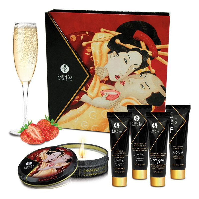 Подарунковий набір Shunga GEISHAS SECRETS Sparkling Strawberry Wine: для шикарної ночі вдвох Подарунковий набір Shunga GEISHAS SECRETS Sparkling Strawberry Wine: для шикарної ночі вдвох