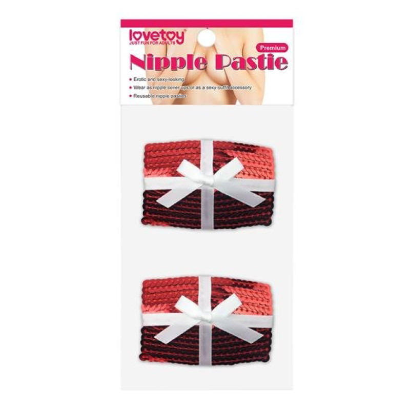 Пестисы LoveToy Reusable Christmas Sequin Square Nipple Pasties