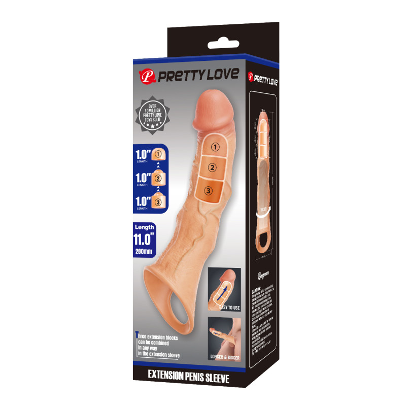 Подовжуюча насадка на член Pretty Love Extension Penis Sleeve 28 см Flesh