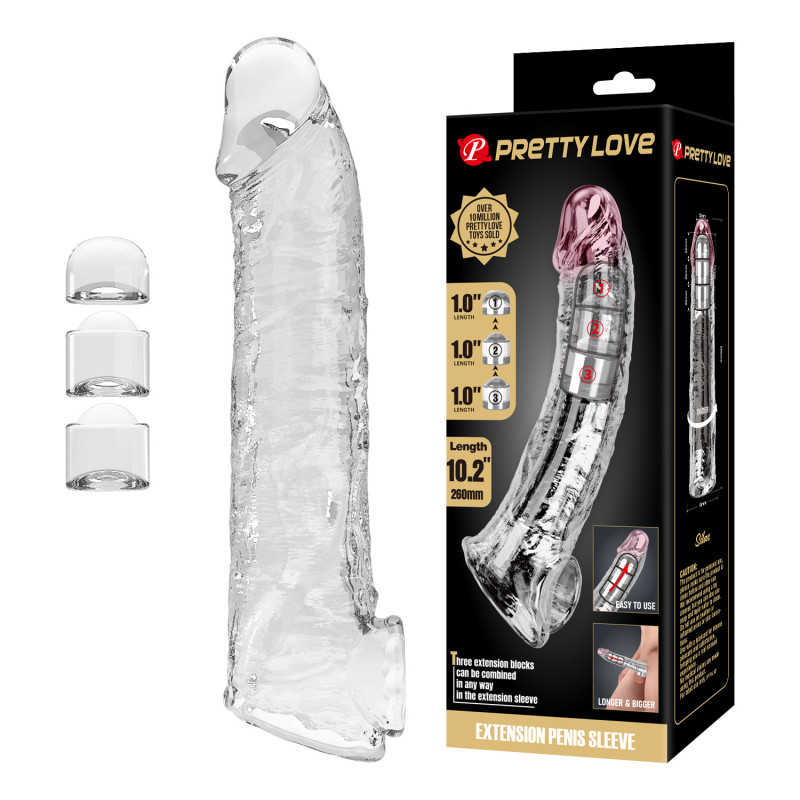 Подовжуюча насадка на член Pretty Love Extension Penis Sleeve 26 см Clear