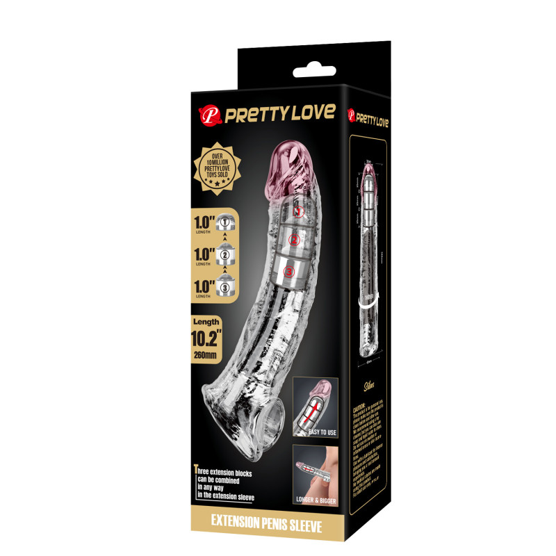 Подовжуюча насадка на член Pretty Love Extension Penis Sleeve 26 см Clear