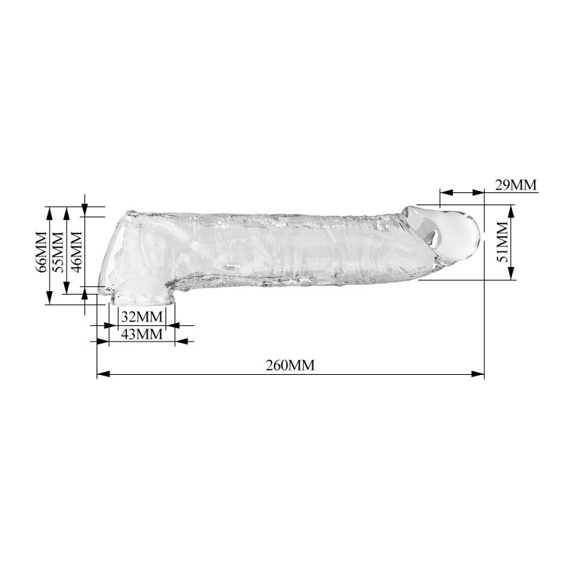 Подовжуюча насадка на член Pretty Love Extension Penis Sleeve 26 см Clear