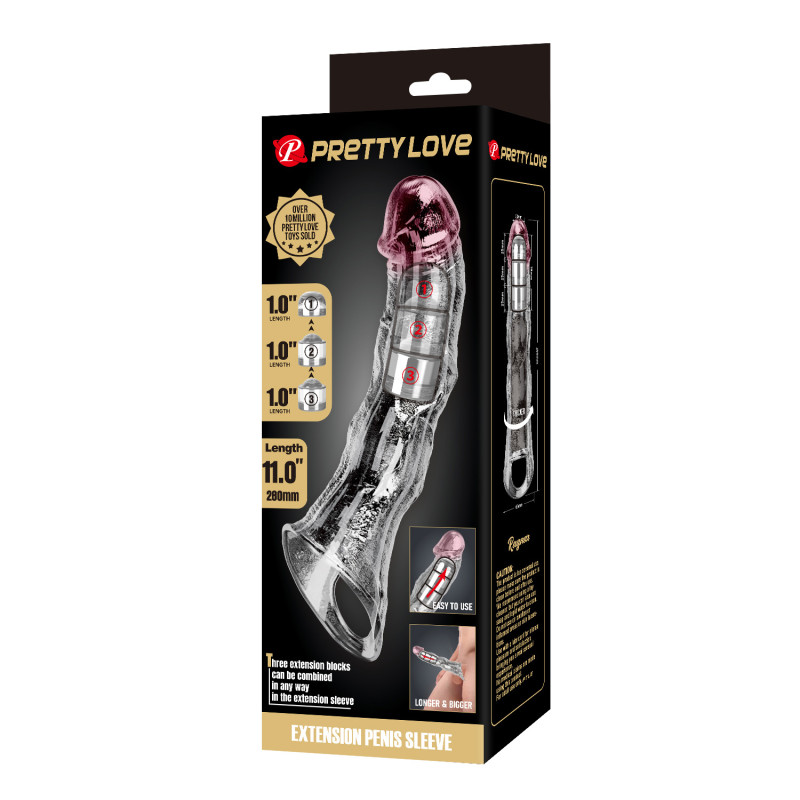 Подовжуюча насадка на член Pretty Love Extension Penis Sleeve 28 см Clear