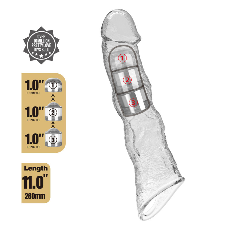 Подовжуюча насадка на член Pretty Love Extension Penis Sleeve 28 см Clear
