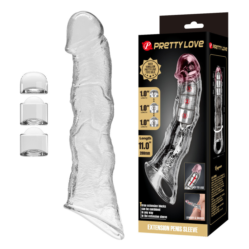 Подовжуюча насадка на член Pretty Love Extension Penis Sleeve 28 см Clear