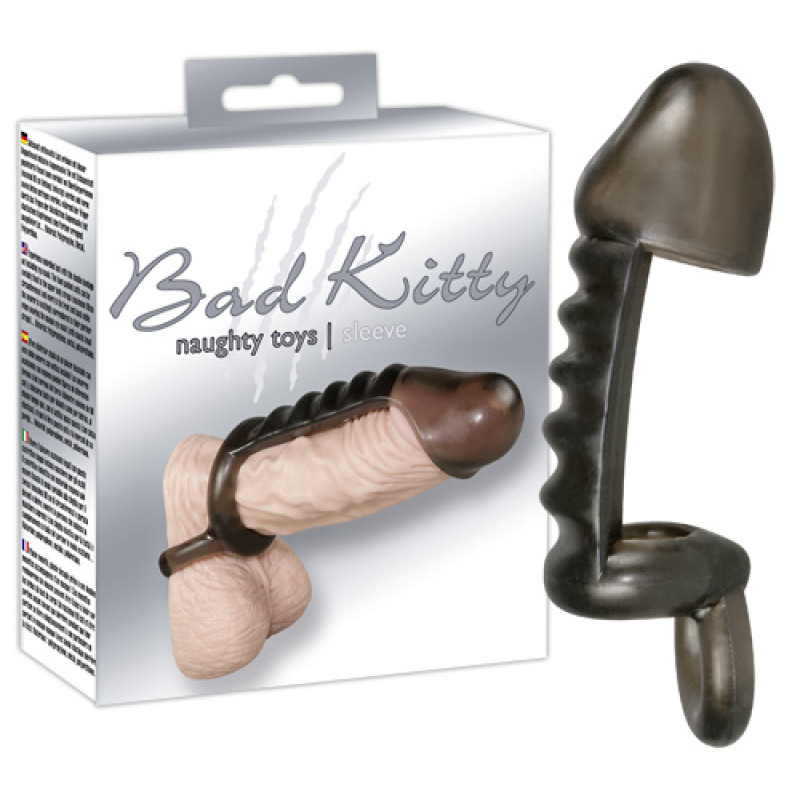 Насадка на член Bad Kitty Sleeve Penis/Hodenri Черная Насадка на член Bad Kitty Sleeve Penis/Hodenri Черная