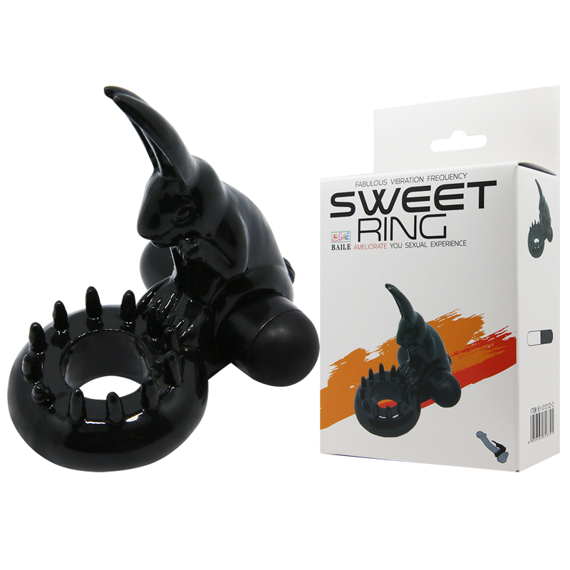 Эрекционное кольцо LyBaile Sweet Ring Black with Bunny