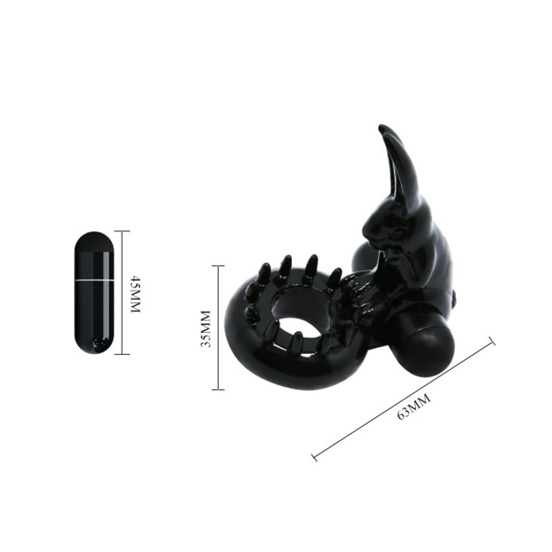 Эрекционное кольцо LyBaile Sweet Ring Black with Bunny