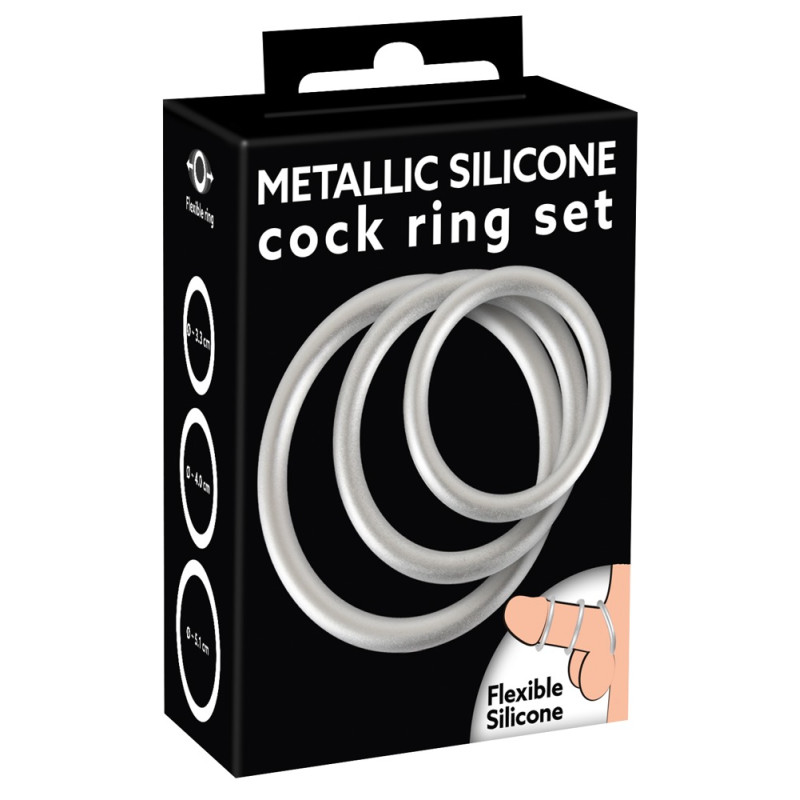 Набор эрекционных колец You2Toys Metallic Silicone Cock Ring Set Набор эрекционных колец You2Toys Metallic Silicone Cock Ring Set