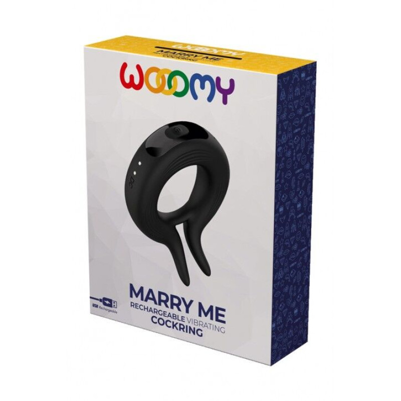 Ерекційне віброкільце Wooomy Marry Me, перезаряджувальне, 10 режимів вібрації, діаметр 4 см Ерекційне віброкільце Wooomy Marry Me, перезаряджувальне, 10 режимів вібрації, діаметр 4 см