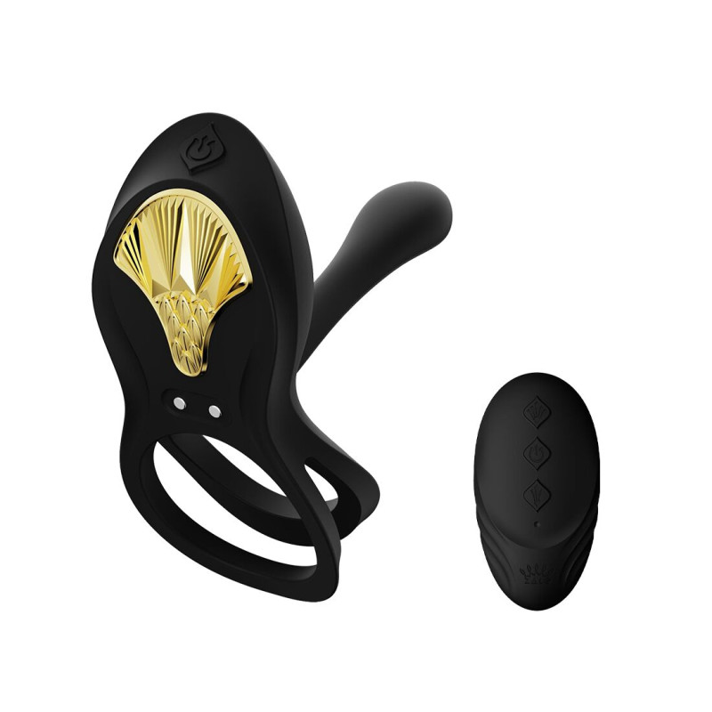 Смарт-эрекционное кольцо Zalo - BAYEK Obsidian Black, двойное с вводной частью, пульт ДУ Смарт-эрекционное кольцо Zalo - BAYEK Obsidian Black, двойное с вводной частью, пульт ДУ