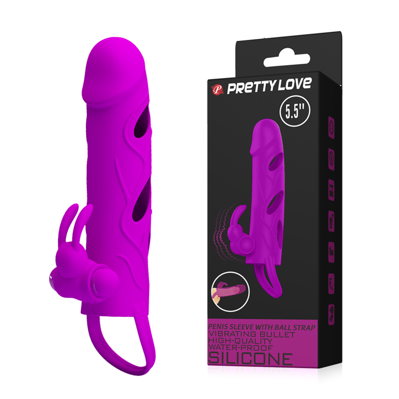 Насадка на член Pretty Love 5,5 Inch Vibrating Penis Sleeve Тілесна Насадка на член Pretty Love 5,5 Inch Vibrating Penis Sleeve Тілесна