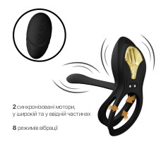 Смарт-эрекционное кольцо Zalo - BAYEK Obsidian Black, двойное с вводной частью, пульт ДУ
