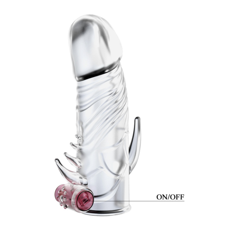 Насадка на член LyBaile Penis sleeve with vibration Прозора Насадка на член LyBaile Penis sleeve with vibration Прозора