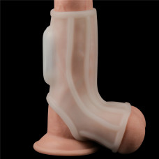 Насадка на член LoveToy Vibrating Ridge Knights Ring With Scrotum Sleeve White