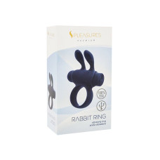 Эрекционное виброкольцо S Pleasures Premium Rabbit Ring, черное, со съемной вибропулей и ушками