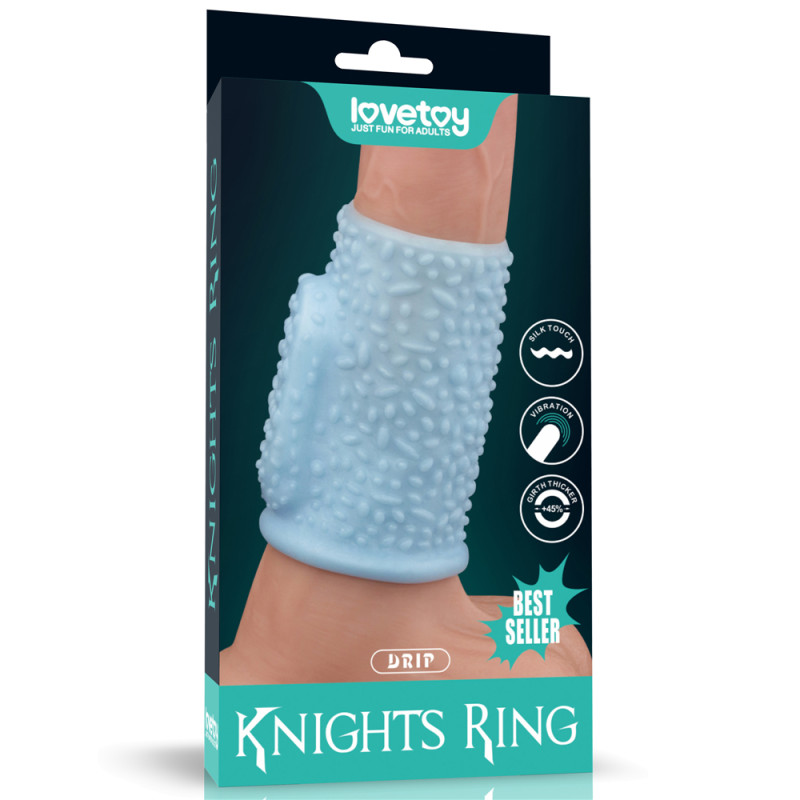 Насадка на член LoveToy Vibrating Drip Knights Ring Blue