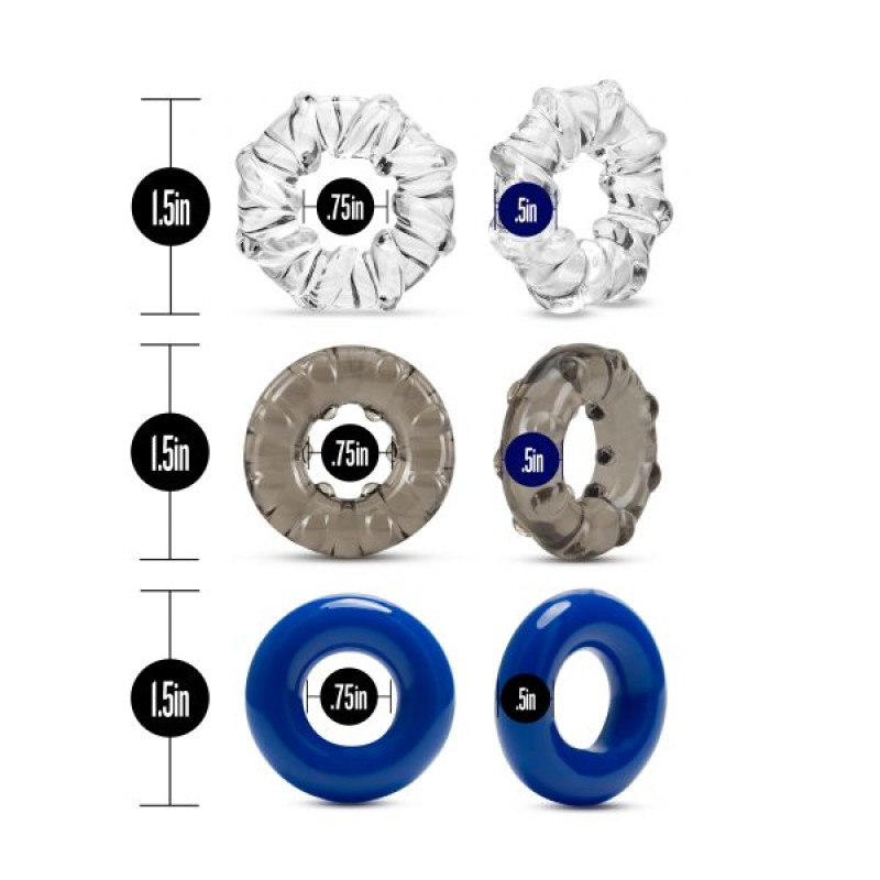 Набор эрекционных колец Blush Stay Hard Triple Stretch Набор эрекционных колец Blush Stay Hard Triple Stretch