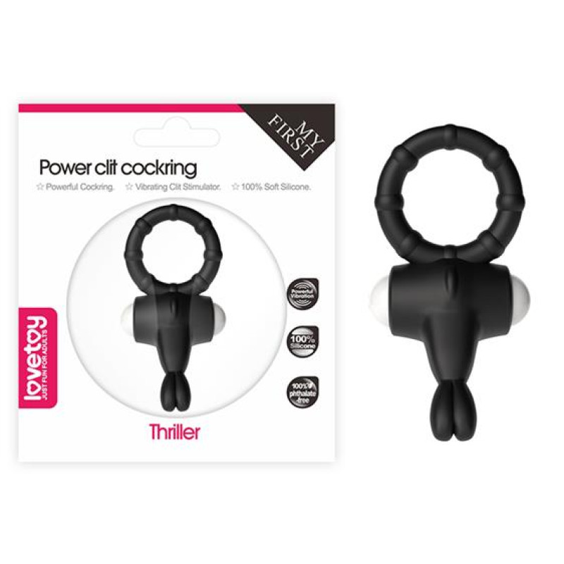 Эрекционное кольцо LoveToy Power Clit Cockring Thriller Black Эрекционное кольцо LoveToy Power Clit Cockring Thriller Black