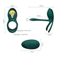 Смарт-эрекционное кольцо Zalo BAYEK Turquoise Green, двойное с вводной частью, пульт ДУ