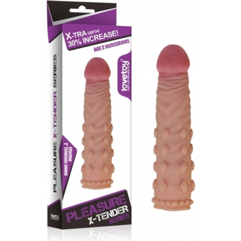 Насадка на член LoveToy Pleasure X-Tender Add 2 Телесная LV1054