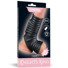 Насадка на член LoveToy Vibrating Wave Knights Ring With Scrotum Sleeve Black