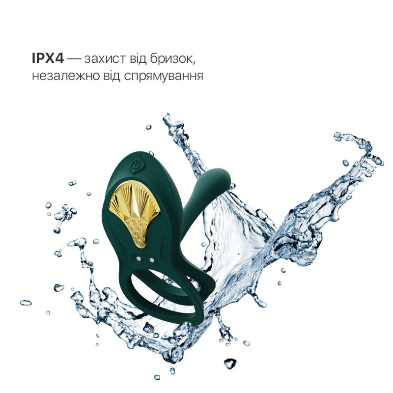 Смарт-эрекционное кольцо Zalo BAYEK Turquoise Green, двойное с вводной частью, пульт ДУ