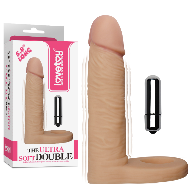 Насадка для двойного проникновения LoveToy The Ultra Soft Double Sleeve 5,8 Vibro Телесная Насадка для двойного проникновения LoveToy The Ultra Soft Double Sleeve 5,8 Vibro Телесная