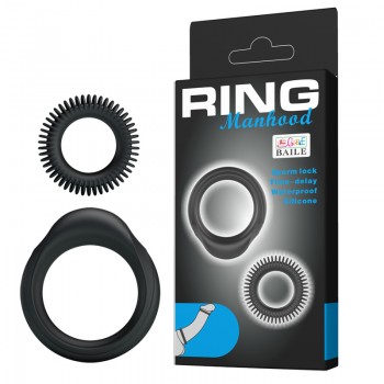 Эрекционные кольца LyBaile Ring Manhood 2x Rings Черные
