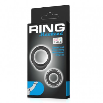 Эрекционные кольца LyBaile Ring Manhood 2x Rings Черные