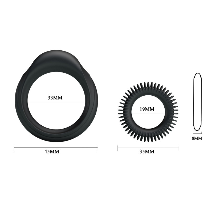 Эрекционные кольца LyBaile Ring Manhood 2x Rings Черные Эрекционные кольца LyBaile Ring Manhood 2x Rings Черные